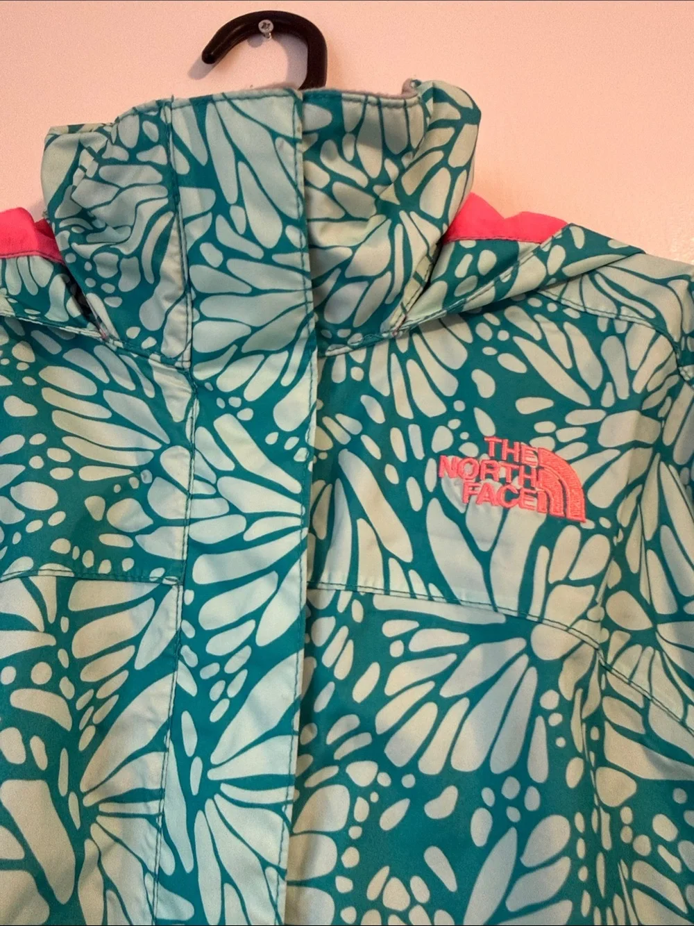 Girls North Face Rain Jacket Size Small Butterfly Print